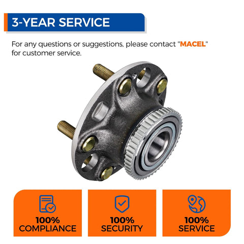 Close-up of Two Piece Rear Wheel Hub And Bearing Assembly 512188 Fits Honda Accord 2003 2004 2005 2006 2007 And Acura TL 2004 2005 2006 2007 2008 Gas Models Only Drop In Ready Direct Fit with service icons.