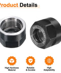 Premium 4Pc ER11A M14 Collet Clamping Nuts With Dynamic Balance Holes 40Cr Alloy Steel For CNC Lathes And Milling Tool Holders Built Tough Shop Floor Workhorse, showing two clamping nuts with hex design.