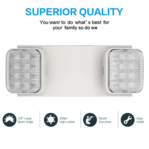 Superior quality 4 Pack White LED Exit Sign With Battery Backup And Emergency Lights Adjustable Two Head Ultra Bright shown