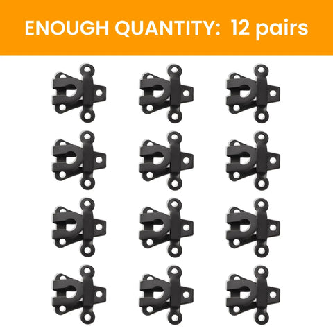 Heavy Duty Pant Hooks And Eyes Closure Kit For Clothing Repair Rock Solid Sewing Fasteners 12 pairs of black closures.