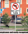 No Left Turn traffic sign, 24x18 inch reflective aluminum with predrilled holes, front view
