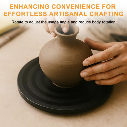 Artist using 8 Inch Heavy Duty Turntable Stand With Non Slip Swivel Base And Steel Ball Bearings, 360 Degree Rotation For Plants Monitors TVs Models And Crafts, Built Tough With Smooth Jam Free Spin for crafting.