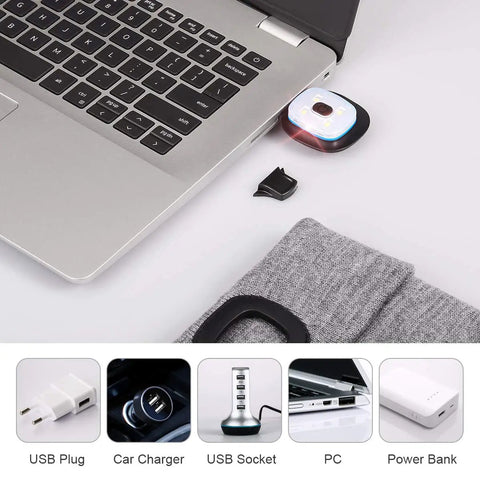 Light Up Beanie With Hands Free LED Light USB Rechargeable Knit Hat for Nighttime Outdoor Adventures Warm Winter Gear charging via laptop