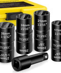 Flip Lug Nut Removal Tool Kit With Dual Head Design, Beefy Five Piece Wheel Lock Extractor Set for Stripped Bolts