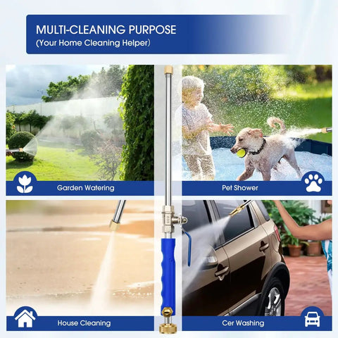 Multi-functional 39 Inch High Pressure Power Washer Wand For Garden Hose With Flexible Jet Nozzle shown in various uses