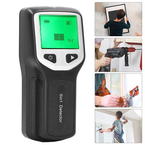 NDNCZDHC Stud Finder Wall Scanner, 5 in 1 Detector HD LCD Display for Wood AC Wire Center Edges (Silver) handheld close-up