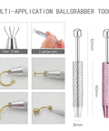 No Fuss Easy Change Piercing Taper Ball Grabber Tool Set showing four claw grabber and lightweight design for 12G-20G jewelry.