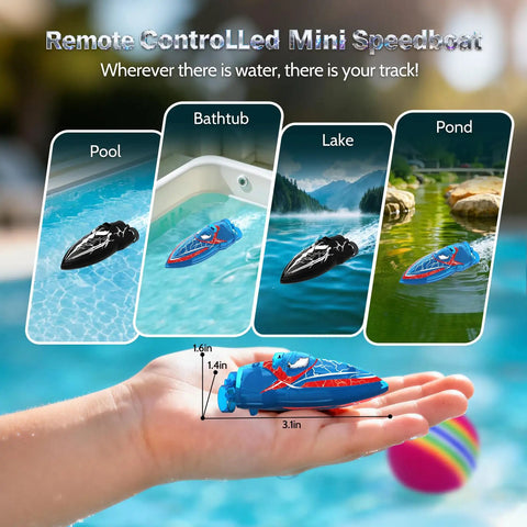 Two Pack Mini RC Boats With Floating Ball, 2.4GHz Remote Control, Pools And Lakes Fun, Dual Speed Modes, Auto Flip, Waterproof Build