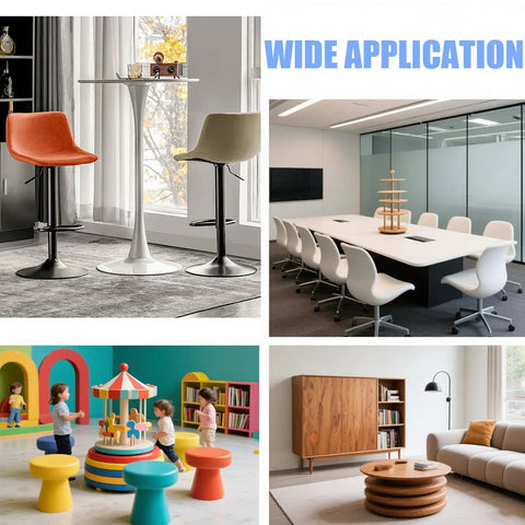 Wide application of 2 Pack 7 Inch Boat Seat Swivel Replacements, used in various settings like dining areas, offices, and playrooms