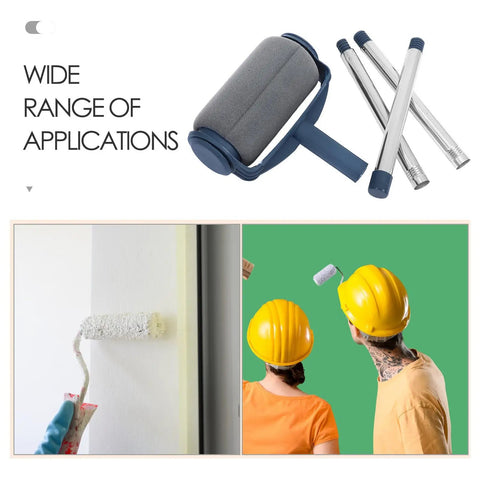 Straight-Up High Performance Paint Roller Kit with Telescoping Pole for Walls Ceilings Decks Doors Silky Smooth Finish Ergo Grip in use.