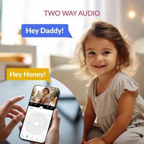 Two Pack Smart Home Camera System With 1080p WiFi Indoor Surveillance AI Human Detection Pet Monitor Two Way Audio Cloud Service