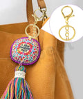 28Pcs 7 Color Lobster Claw Clasps With Key Chain And Flat Split Keychain Ring Set For Purses, Bags And DIY Crafts attached to a bag.