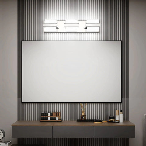 3 Light Chrome LED Bathroom Vanity Light Over Mirror 20 Inch White Dimmable Fixture Sleek Modern Vanity Lighting No Fuss 15 Minute Hardwired