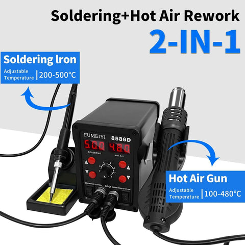 Do It All 2 In 1 Soldering And Hot Air Rework Station Kit with adjustable soldering iron and hot air gun.