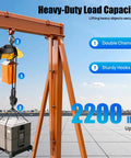 Heavy Duty Electric Chain Hoist 1 Ton Load Capacity 2200 Lbs With 1300W Copper Motor lifting an object securely.