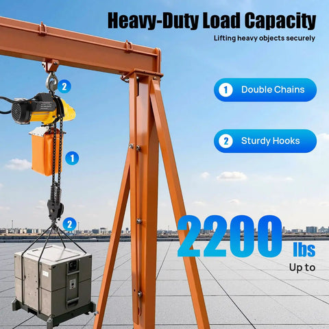 Heavy Duty Electric Chain Hoist And Portable Winch, 2200 Lbs Capacity, 110V Power, 10 Ft Lift, 1300W Copper Motor, Wired Remote, Goes Hard Under Load For Easy Garage Or Warehouse Grinds