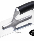 Three Piece Plaster Finishing Trowel Set Pro Grade Polished Stainless Steel With Rubber Grip Handles And Aluminum Shank