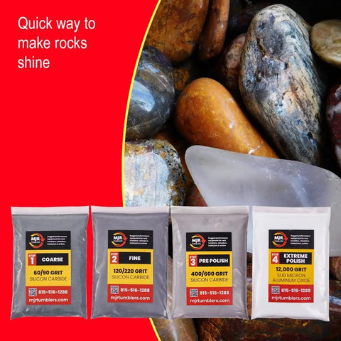 Refill Grit Kit With Top Notch 12,000 Grit Sub Micron Aluminum Oxide Extreme Polish For Unparalleled Rock Tumbler Shine