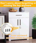 Keyless Cabinet Lock With 3-Digit Password, No Keys Needed, Bifold Door Lock For Cabinets And Drawers, installed on white cabinet
