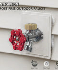 Frost Free Outdoor Faucet With Anti Siphon Backflow Preventer, Lead Free Brass Frost Proof Sillcock, installed on wall exterior