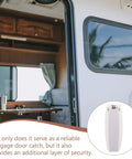Must-Have White Stainless Steel And Abs Baggage Door Catch Clip For Rv Trailer Camper seen from doorway, providing security.