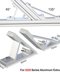Four Piece 45 Degree And 135 Degree Corner Brackets For 2020 Aluminum Extrusion Profiles With Screws And T Slot Nuts Heavy Duty