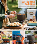 21 Piece Camping Cookware Mess Kit For Two Lightweight Pots And Pans Set With Nonstick Coating Non Toxic And Scratch Resistant