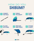 Setup guide for World's Best Beach Shade Wind Powered Shelter For The Beach Lightweight 4 Lb No Fuss Setup One Person Erects In 3 Minutes