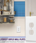 Duplex Receptacle Outlet Wall Plate Jumbo Oversized 1 Gang 5.5 Inch By 3.5 Inch Gloss Finish Polycarbonate Thermoplastic 8821O W