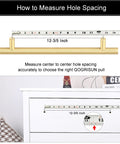 How to measure hole spacing for Two Pack Solid Brass Cabinet Pulls With Grooved Gold Bar Handles, 12.6 Inch Center To Center.