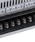 Beefy 600W DC Switching Power Supply For Industrial Automation, Reliable Converter With LED Indicators, Aluminum Alloy Enclosure, Wide 100 To 240V AC Input, Quiet, Efficient Performance For LEDs And Control Systems. Close-up of screw terminals
