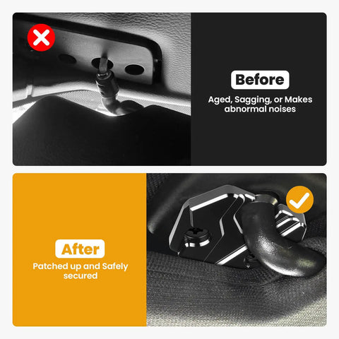 Before and after of Ram 1500 Sun Visor Repair Kit Two Pack Easy Clip Replacement for sagging noisy visors