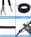 Heavy Duty 5mm Steel Wire Cable 49 Feet Replacement For Home Gym Pulley Machines Non Slip Black Coated Rope, showing wire strands and measurement.