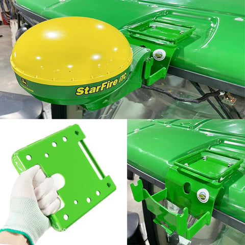 Heavy Duty Stainless Steel GPS Receiver Mounting Bracket For Star Fire SF3000 SF6000 installed on green tractor roof