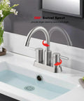 Bathroom sink with Brushed Nickel 2-Handle Centerset Bathroom Faucet With 360 Degree Swivel High Arc Spout Including Pop Up Drain