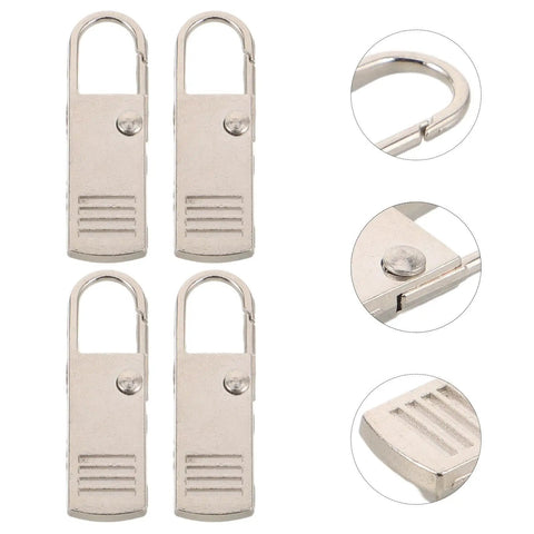 Top Shelf Universal Replacement Zipper Pull Heads 20 Piece Metal Kit with sleek silver tabs for backpack and luggage repair.