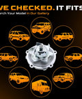 Top Grade Replacement Water Pump For 05 To 09 Chevy Equinox And Pontiac Torrent 3.4L V6 with vehicle compatibility images.