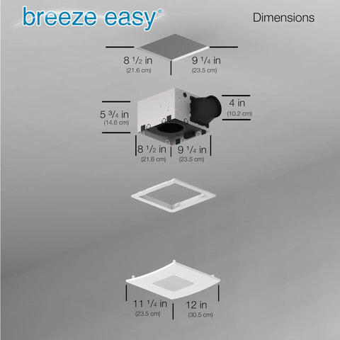 Dimensions of Attic Free Bathroom Exhaust Fan With Bright Built In Light And Three Speed Airflow Game Changing Ceiling Vent Kit.