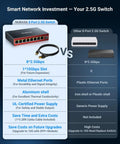 Comparison of 8 Port 2.5Gb Ethernet Switch With 10Gb SFP Uplink for NAS, Gaming and PC, highlighting features and benefits
