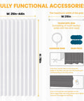 Diagram of Blackout Magnetic Door Curtain Set With Included Curtain Rods For Patio Door And Accordion Doorway White 42W X 78L