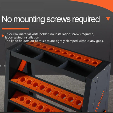 4 Tier CNC Tool Rack With 40 Taper Holder And 70 Capacity CNC Tool Cart Storage Cabinet, showing no mounting screws required
