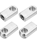 Six Pack M8 Gas Spring End Fittings Foot Mount Flanges Silver Steel With Zinc Plating 8mm Hole M8 Thread Overall 27x15x10 Square Head Durable Gas Strut Hardware For Cabinets Hatches And Furniture, four views