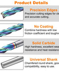 Up Cut Spiral Router Bit Set, 3 Flutes, 1/8 Inch Cutting Diameter, solid carbide detail with precision edges and universal shank