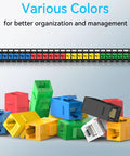 Multi-colored RJ45 Cat6 Keystone Coupler 24 Pack with patch panel for Ethernet cable management and organization.
