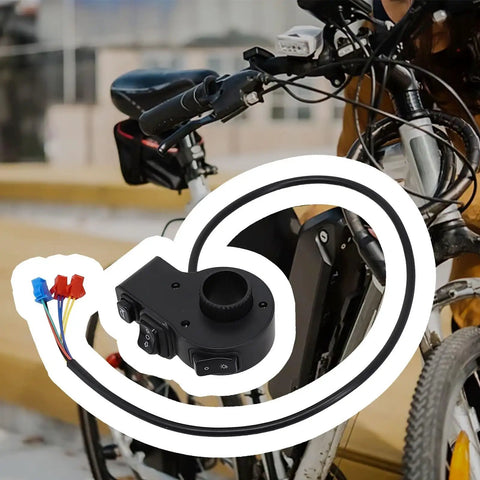Solid Handlebar Switch 7/8 Inch On Off For E Bike Scooter Atv Motorcycle And Utv With Latching Push Button Support Dc 24 36 And 48 Volt Electrical Systems mounted on bicycle handlebars