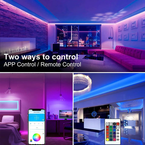 DAYBETTER RGB LED strip lights, 130 ft, ceiling and furniture installation, remote and app control
