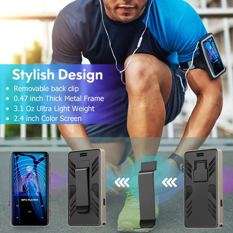 96GB Bluetooth 5.0 MP3 Player With Lossless Music MP4 Support FM Radio HD Speaker Super Light Metal Shell for sports use