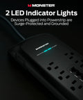 Heavy Duty Surge Protector Power Strip With Eight 120V Outlets And Six Foot Cord, 4050 Joule Badass Reliable Protection showing LED indicator lights.