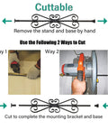 Heavy Duty Iron Square Railing Posts With 270 Degree Swivel Bracket And Flat Mount Shoe showing cutting instructions and tools for installation.