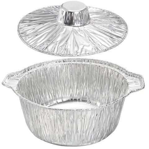 Disposable Aluminum Pots With Lids 10 Pack 2 Liter Round Foil Pan Food Containers For Camping Picnics Travel Heating And Cooking Easy
